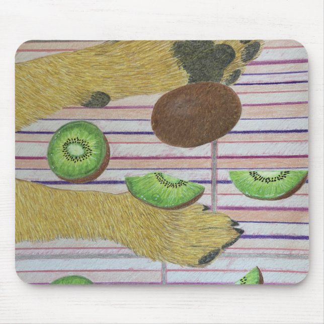Mousepad Suporte para mouse com patas de cachorro e kiwi (Frente)