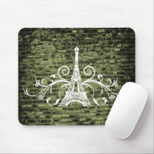 Mousepad Suporte para mouse Grunge Torre Eiffel Verde