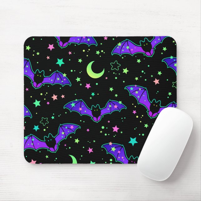 Mousepad Suporte para mouse - "Morcegos roxos" (Com mouse)