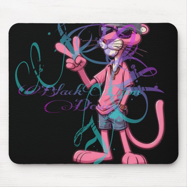 Mousepad Suporte para mouse pantera cor-de-rosa  (Frente)