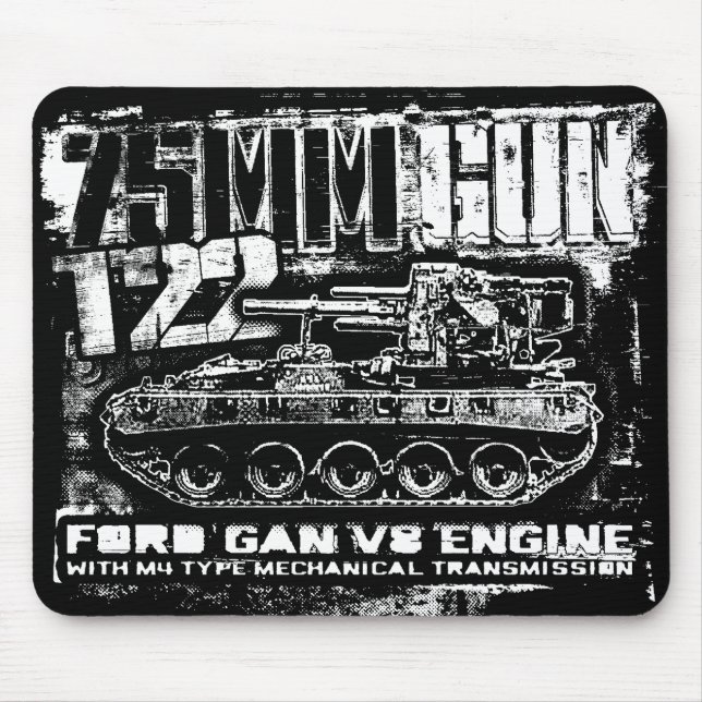 Mousepad Suporte para mouse T22 com arma de 75 mm (Frente)