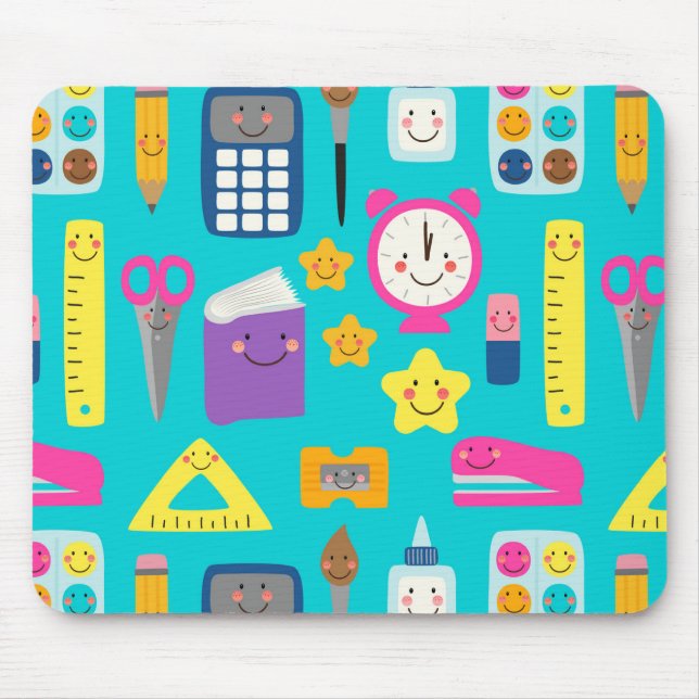 Mousepad Suprimentos Escolares Kawaii Fofos de Volta às Aul (Frente)