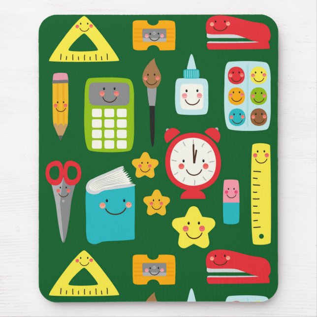 Mousepad Suprimentos Escolares Kawaii Fofos de Volta às Aul (Frente)
