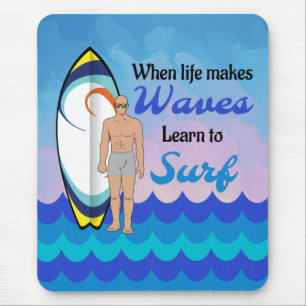 Mousepad Surfar na água do conselho faz uma citação insp