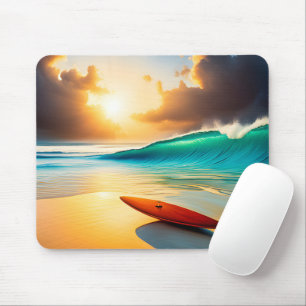 Mousepad Surfboard Em Uma Praia Sunrise