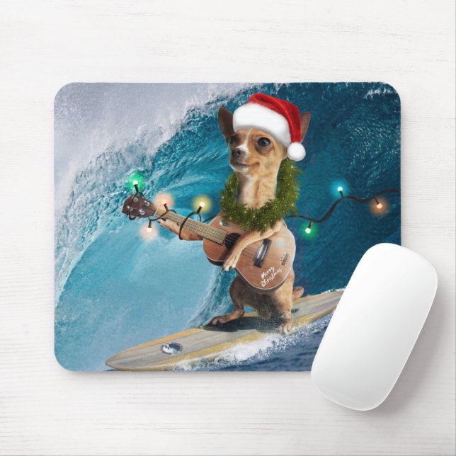 Mousepad Surfe em Chihuahua no Natal (Com mouse)