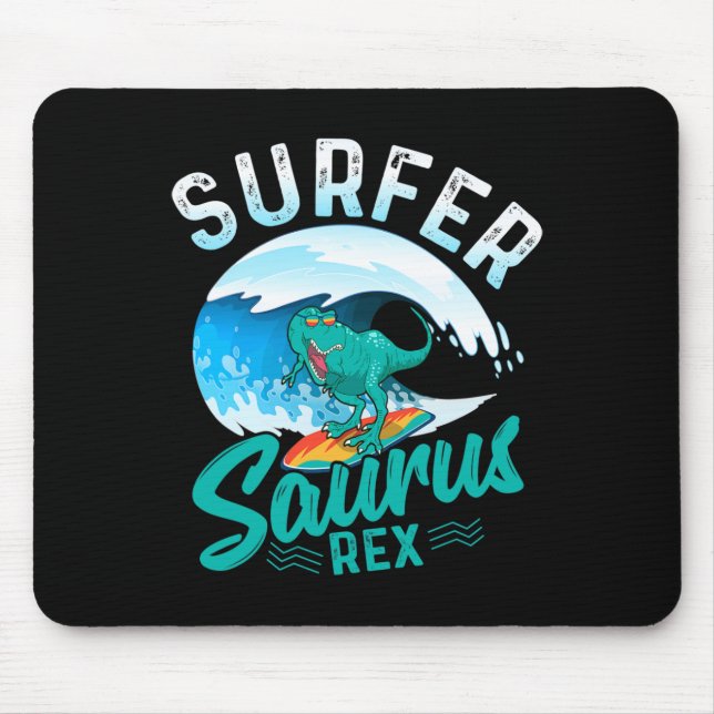 Mousepad Surfista Saurus Rex Dinossauro de Surfe Surf Dino  (Frente)
