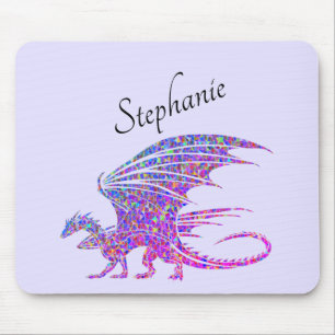 Mousepad Surpreendente Dragão Mosaico Púrpura Pessoal