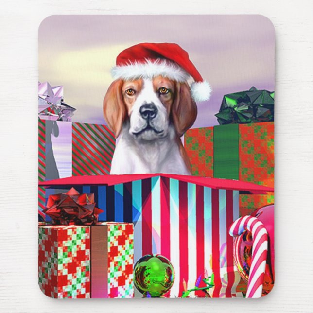 Mousepad Surpresa de Beagle Christmas (Frente)