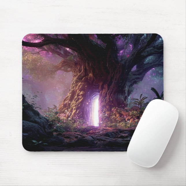 Mousepad Surreal Enchanted Tree With Glowing Portal (Com mouse)