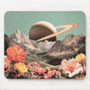 Mousepad Surreal Saturno Sobre Vale De Montanha