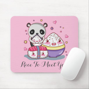 Mousepad Sushi Encontra Rolls Kawaii Sushi