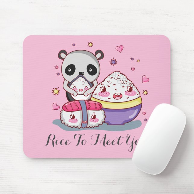 Mousepad Sushi Encontra Rolls Kawaii Sushi (Com mouse)