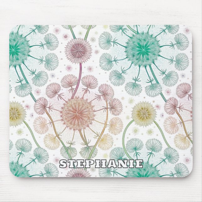 Mousepad Suspiro de Dandelion Whimsical - Botânica Pastel (Frente)
