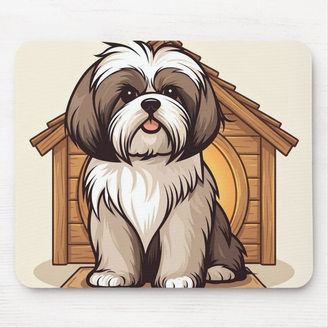 Mousepad Sweet Brown and White Shih Tzu (Cute adorable Shih Tzu mouse pad!)