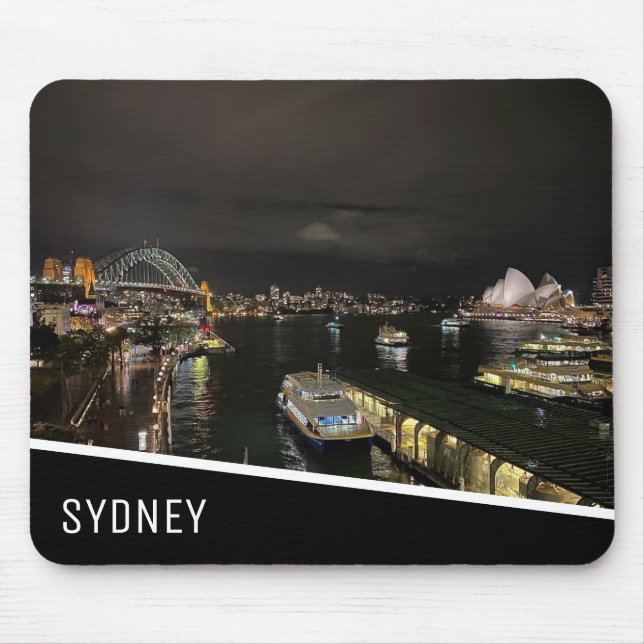 Mousepad Sydney Harbor by Night, Austrália, Black (Frente)