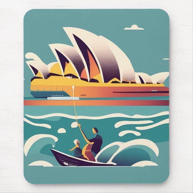 Mousepad Sydney Opera House Austrália pintando souvenir (Frente)
