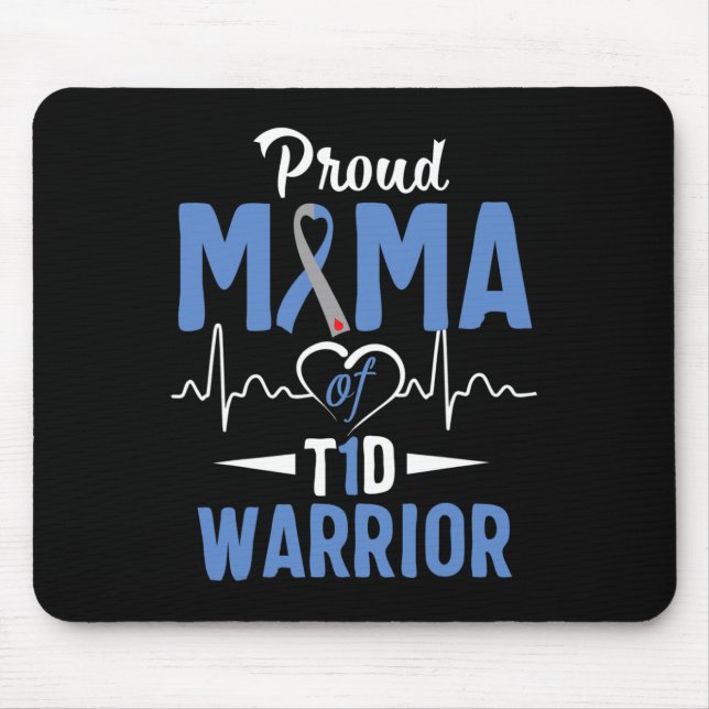 Mousepad T1D Orgulho Mama Diabetes Sensibilização Tipo 1 In (Frente)