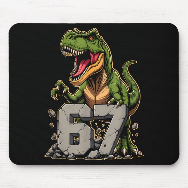 Mousepad T-rex Dinosaur Funny Six Seven Meme Cool Tyrannosa (Frente)