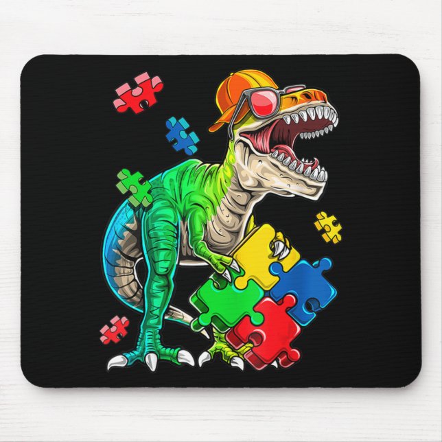 Mousepad T Rex Dinossaur Autismo Autismo Quebra-cabeça Piec (Frente)