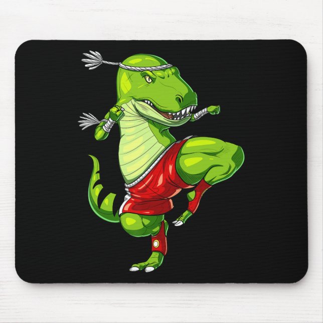 Mousepad T-rex Dinossaur Muay Thai Boxando Karate Arte Marc (Frente)