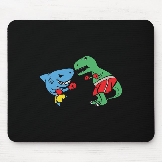 Mousepad T-Rex Dinossauro Soco de Tubarão Boxe Lutando Dive (Frente)
