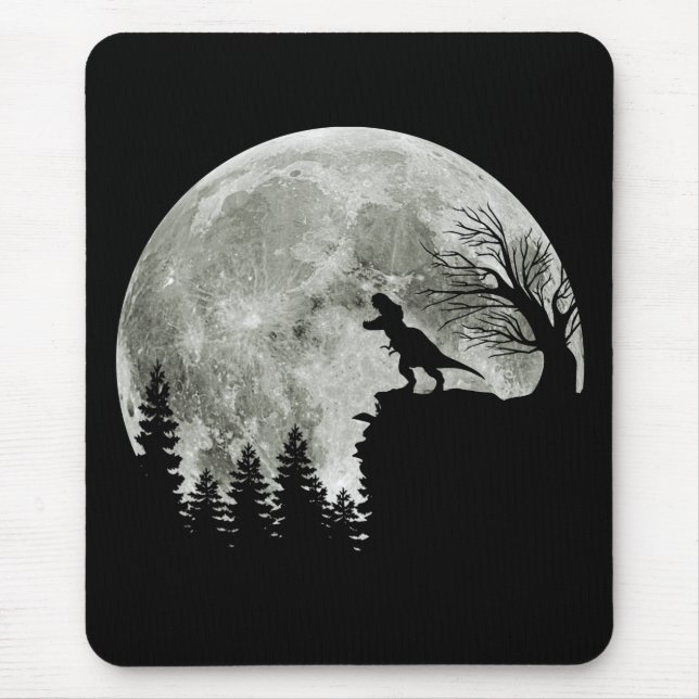 Mousepad T Rex Em Pé Na Lua Da Montanha Halloween (Frente)