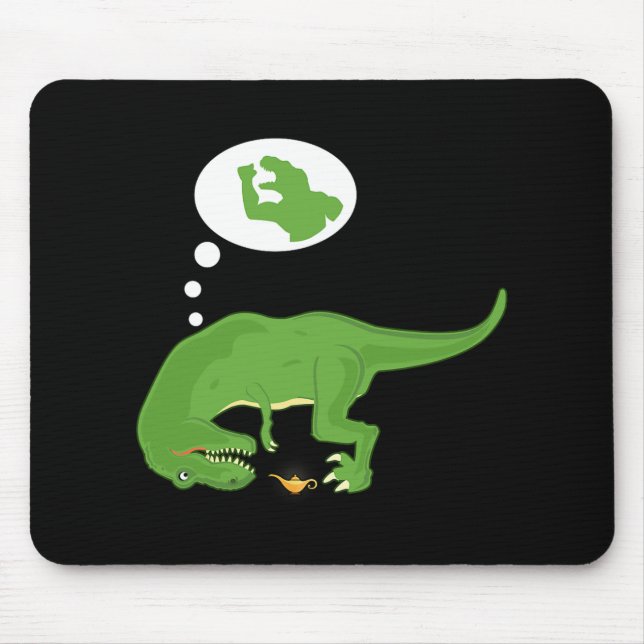 Mousepad T-rex engraçado, Lâmpada do Gênio, Braços Curtos,  (Frente)