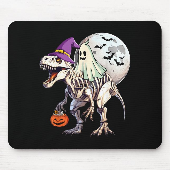 Mousepad T rex fantasma engraçado meninos abóbora de Hallow (Frente)