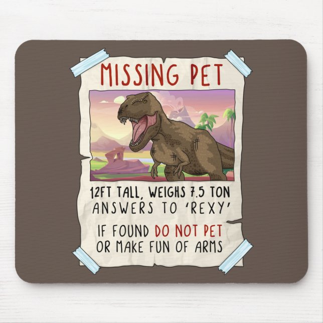 Mousepad T Rex Tshirt Engraçada, Engraçada E Desaparecida,  (Frente)