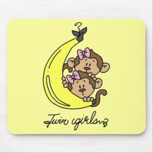 Mousepad T-shirt e presentes gêmeos das meninas dos macacos