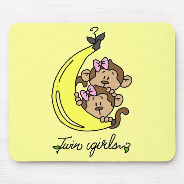Mousepad T-shirt e presentes gêmeos das meninas dos macacos (Frente)