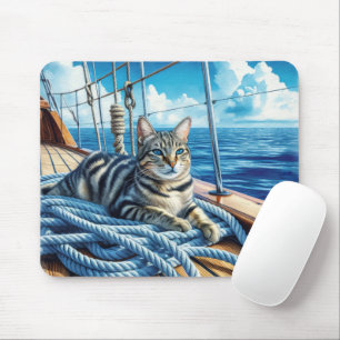 Mousepad Tabby Cat Em Um Barco