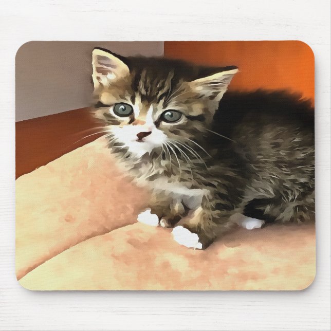Mousepad Tabby Cat Kitten Pet Retrato (Frente)