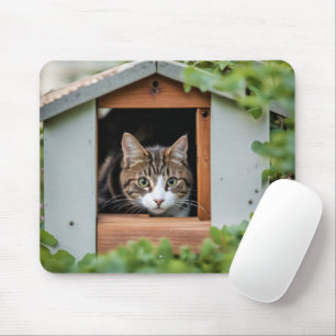 Mousepad Tabby Cat Na Casa Dos Cães