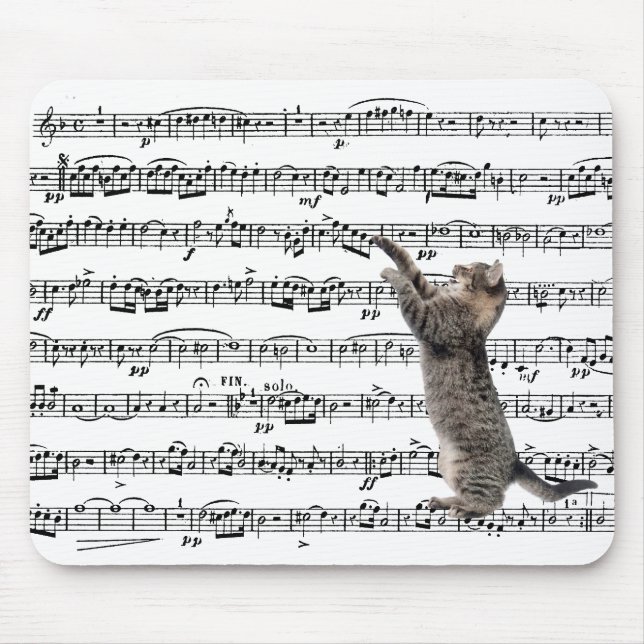 Mousepad Tabby Cat On Sheet Music (Frente)