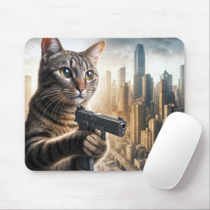 Mousepad Tabby Cat Protegendo A Cidade