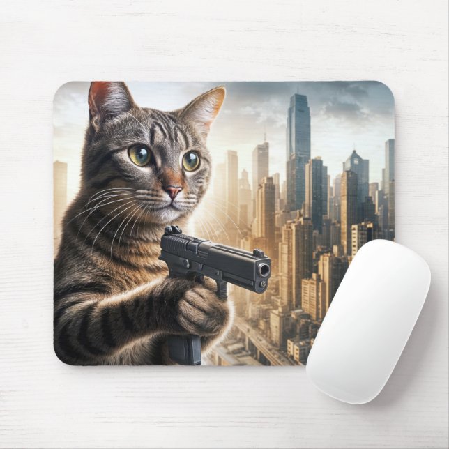 Mousepad Tabby Cat Protegendo A Cidade (Com mouse)