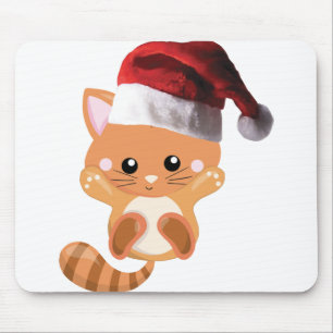 Mousepad Tabuleiro de laranja de Natal gatinho