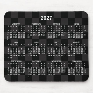 Mousepad Tabuleiro de Xadrez Preto Monotono Calendário 2027
