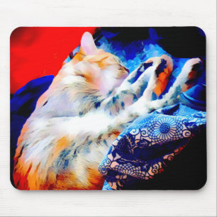 Mousepad Tabuleiro Dormindo Gato Colorido