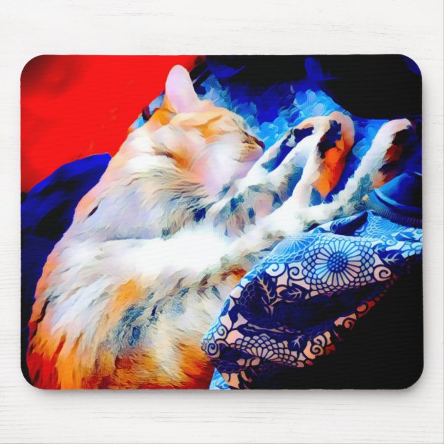 Mousepad Tabuleiro Dormindo Gato Colorido (Frente)