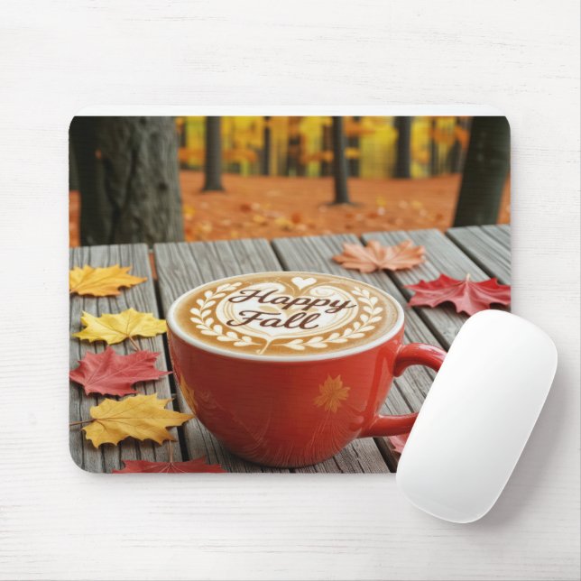 Mousepad Taça de Café Vermelho de Queda Feliz (Com mouse)