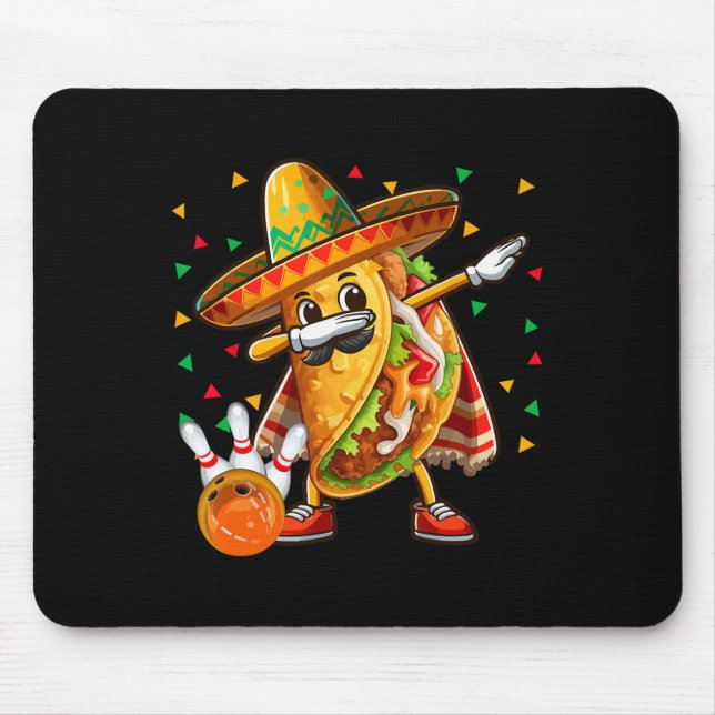 Mousepad Taco Dabbing Jogando Boliche Jogador Cinco De Mayo (Frente)