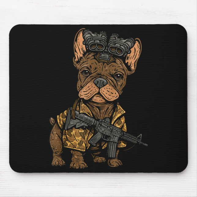 Mousepad Tactical Frenchie Funny Dog Bulldog With Nvg Meme  (Frente)
