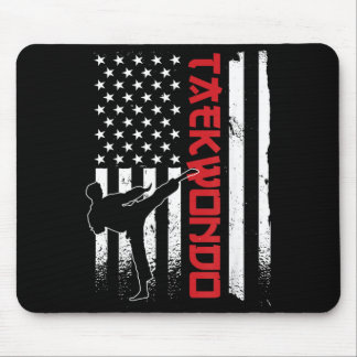 Mousepad Taekwondo Bandeira Americana Lutador de Taekwondo 