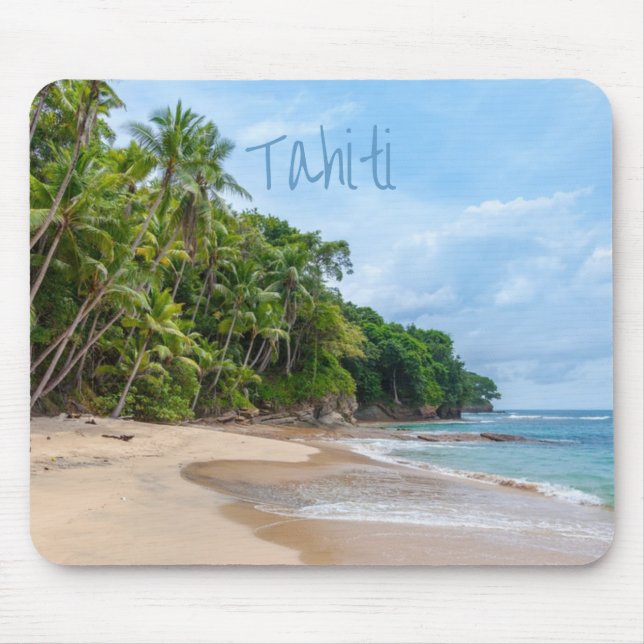 Mousepad Tahiti Sand Beach Blue Sky Palm Trees (Frente)