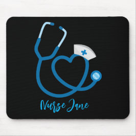 Mousepad Tampa de Enfermeira Estetoscópio Nome Personalizad