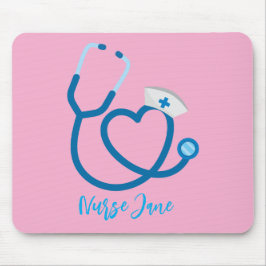 Mousepad Tampa de Enfermeira Estetoscópio Nome Personalizad