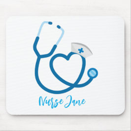 Mousepad Tampa de Enfermeira Estetoscópio Nome Personalizad